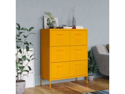 Vidaxl Armário Com Gavetas Aço 80x35x101,5 Cm Amarelo Mostarda