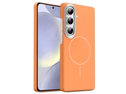 Capa Para Samsung Galaxy S24 Plus 5g Fina Circular Magsafe À Prova De Choque Dourada Em Policarbonato Laranja