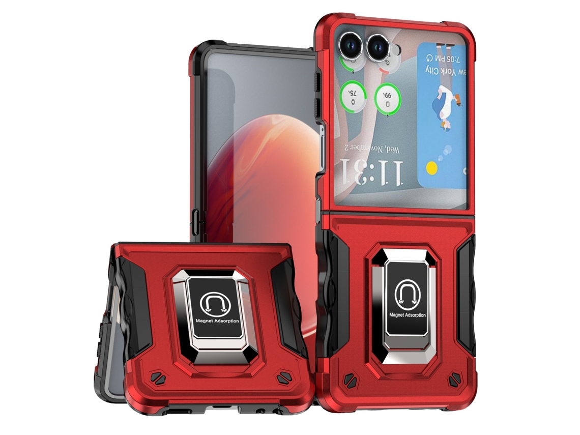 Capa Para Samsung Galaxy Z Flip4, Com Anel De Suporte E Proteção À Prova De Choque Vermelho Panoona