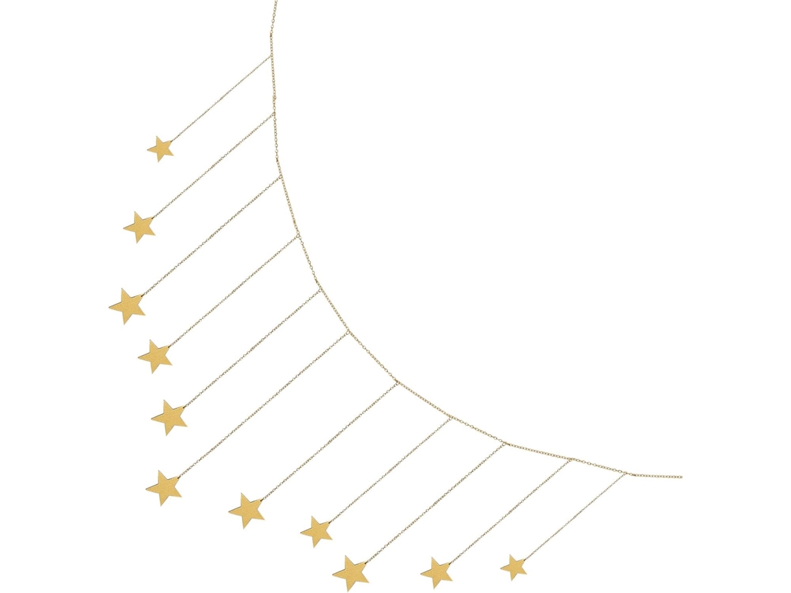 Estrela De Cinco Pontas Dourada Com Luzes, Decoração De Parede Resistente E À Prova De Quedas.
