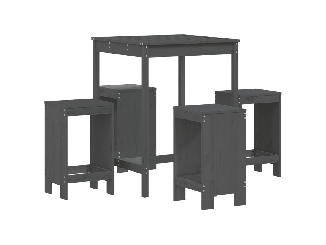 Conjunto de 5 Bar para Jardim Pinho Maciço Cinzento MAISON EXCLUSIVE