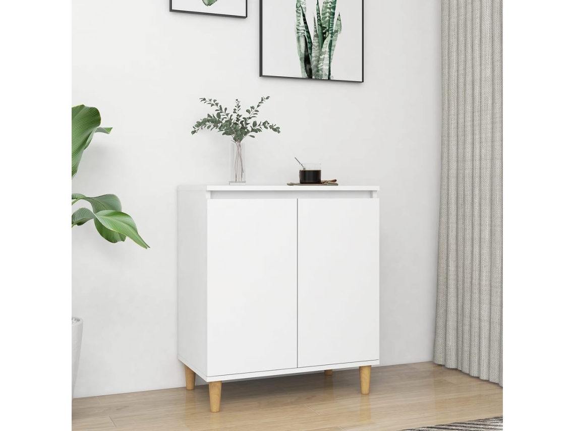 Vidaxl Aparador C/ Pernas De Madeira 60x35x70 Cm Contraplacado Branco