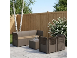 Vidaxl Sofá De Jardim De 5 Pessoas Com Almofadas Visual De Rattan Pp