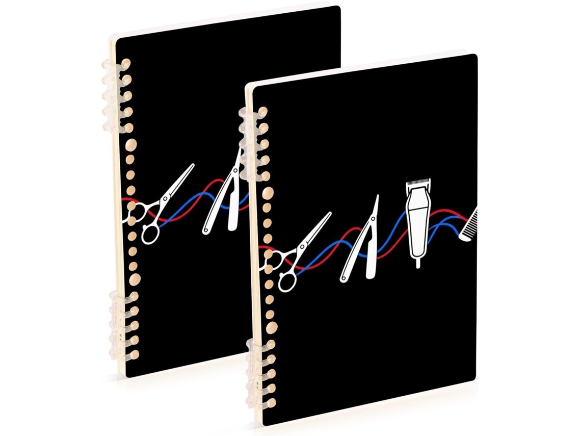 Conjunto de 2 Ferramentas Barbeiro em Espiral A5 com Caderno Gráfico Vermelho e Azul, 21,1 X 14,5 Cm, Material