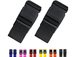 Conjunto De 2 Cintas Ajustáveis Para Mala, Cor Preto, Para Fixação Segura De Bagagem Em Viagem