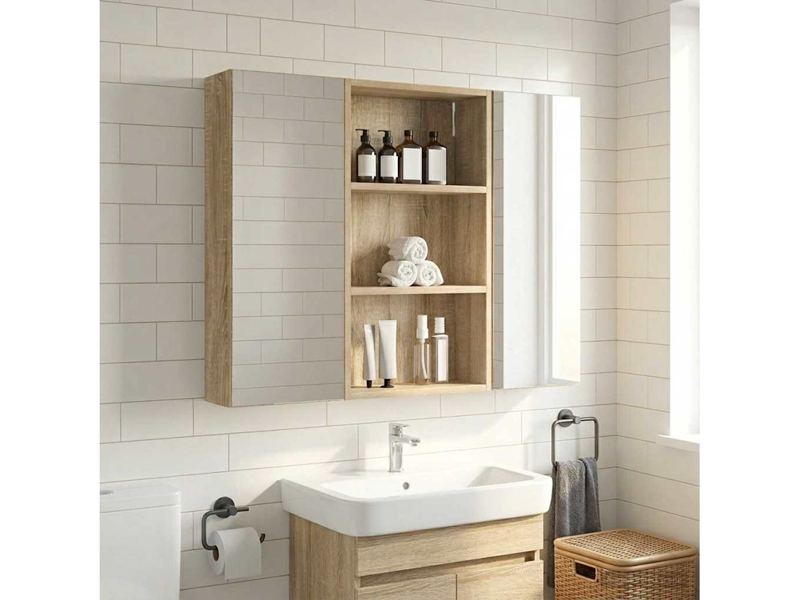Vidaxl Armário De Parede Para Banheiro Carvalho Sonoma 40 X 14 X 70 Cm