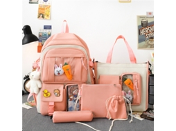 Conjunto De Mochila De 9 Peças, Saco De Ombro, Caixa De Lápis, Saco E Saco Pequeno, Adequado Para A Escola (rosa)