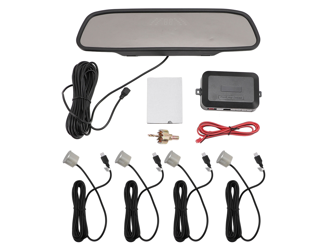 Sistema de Radar de Ré com 4 Sensores, Display Led, Ajuda Estacionamento | S/MARCA