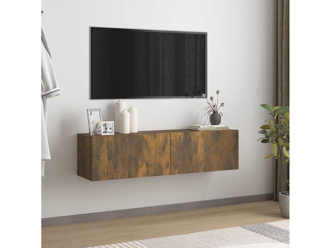 Vidaxl Móvel Parede Tv 120x30x30 Cm Madeira Processada Carvalho Fumado