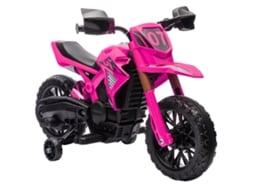 Motocicleta Elétrica 12v Para Crianças Com Rodinhas, Buzina E Som De Partida, 3 Km/h, Rosa