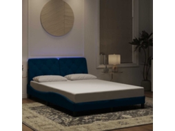Vidaxl Estrutura De Cama Com Led Sem Colchão 140x200 Cm Veludo Azul