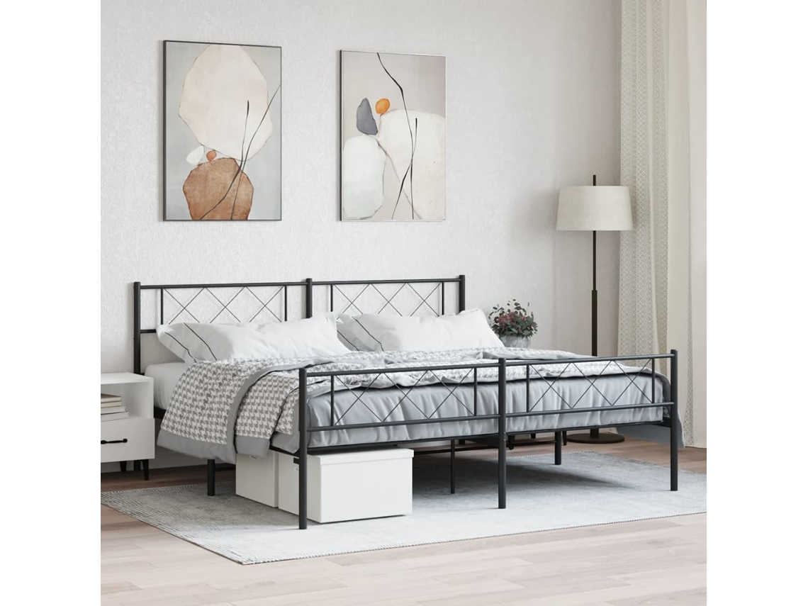 Estrutura De Cama Sem Colchão Com Pés 180x200 Cm Preto