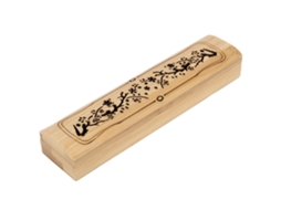 Caixa De Incenso Oca De Bambu, Esculpida À Mão Com Padrões Florais, Dimensões: 15 X 3,5 X 2 Cm