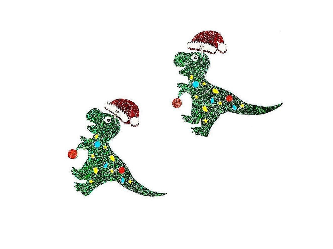 Brincos De Natal Dinossauro, Acrílico, Decoração, Presente