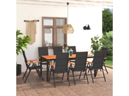 Vidaxl 9 Pcs Conjunto De Jantar Para Jardim Preto E Castanho