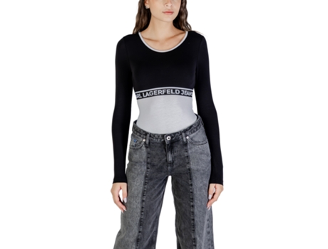 T-shirt De Mulher Karl Lagerfeld Jeans Tank Klj Blocked Algodão Preto (s)