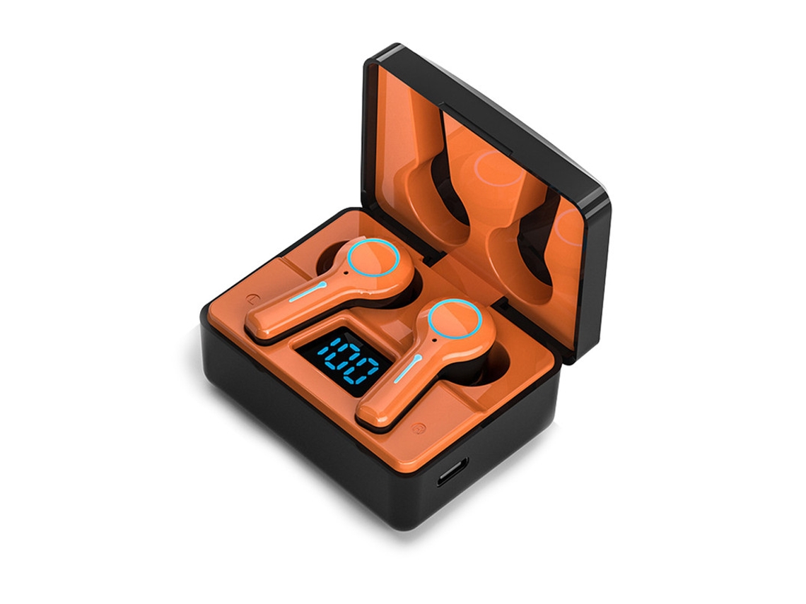 Fone De Ouvido Bluetooth, Bluetooth 5.2, 36 Horas De Duração Da Bateria, Som Surround Estéreo De 360°, Laranja