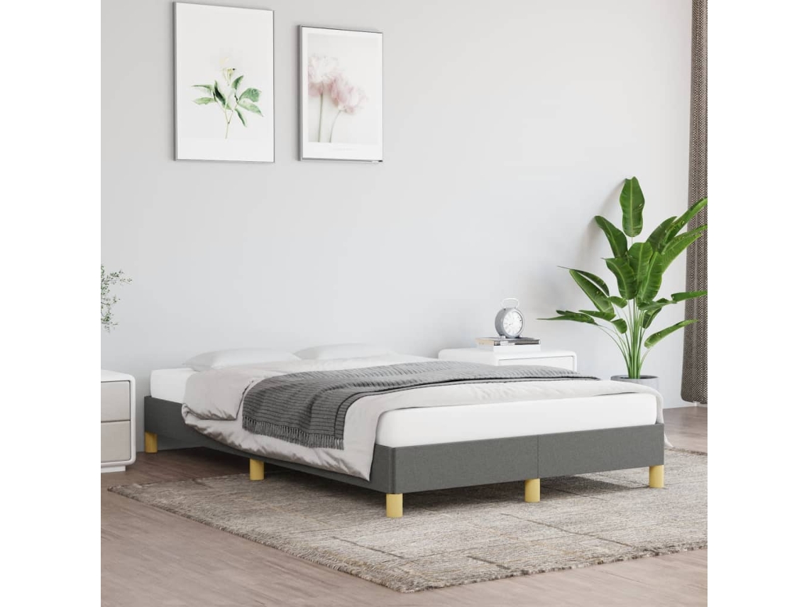 Vidaxl Estrutura De Cama Sem Colchão Cinza Escuro 120x190 Cm Tecido