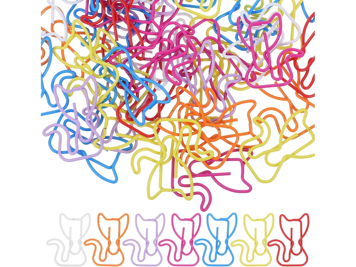 Clips de papel de metal em formato de gato, pacote com 50 unidades, versáteis para uso fora de mesas em escolas, Ideais