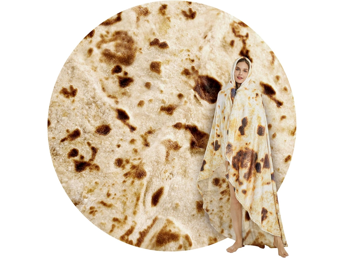 Cobertor De Tortilha Gigante Com Estampa De Burritos, Novidade Engraçada, Presente, Tortilha Gigante, Cobertor Redondo E Macio Par-aquaforge