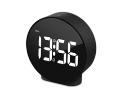 Pequeno Despertador Digital Led Desk Travel Relógio Eletrônico Duplo Alarme Snooze Dimmable Day Set 12/24h Semana Display 4 Polegadas Preto