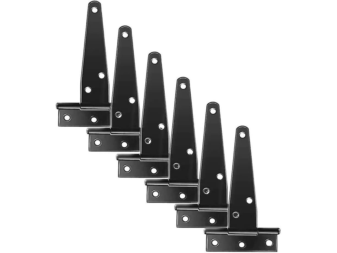 6 Dobradiças Em T De 4 Polegadas, Galvanizadas, Para Portas Pesadas, Na Cor Preta