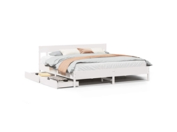 Bed Frame, Bed Frames Vidaxl Branco Madeira De Pinho (200 X 200 Cm)