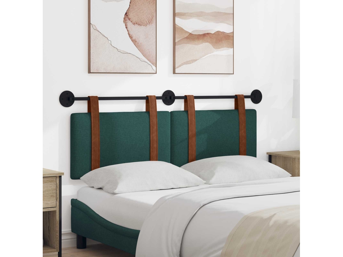 Vidaxl Cabeceira Suspensa Liso Verde Escuro 130 X 55 X 5 Cm Pu Antigo