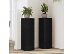 Vidaxl Suporte Para Plantas 2 Unid. Carvalho Preto 25 X 25 X 80 Cm
