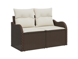 Conjunto 6 De Sofá De Jardim Com Almofadas Vidaxl Castanho Rattan Pe