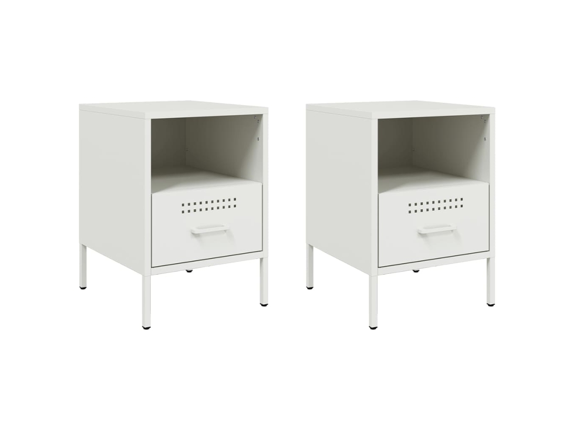 Bedside Cabinet, Bedside Cabinets Vidaxl Branco Aço (n/a)