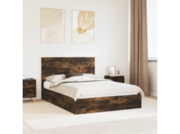 Vidaxl Cama Com Armazenamento Carvalho Defumado 135 X 190 Cm
