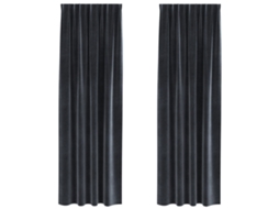 Conjunto 2 Cortinas Opacas Vidaxl Cinzento Veludo (140 X 225 Cm)