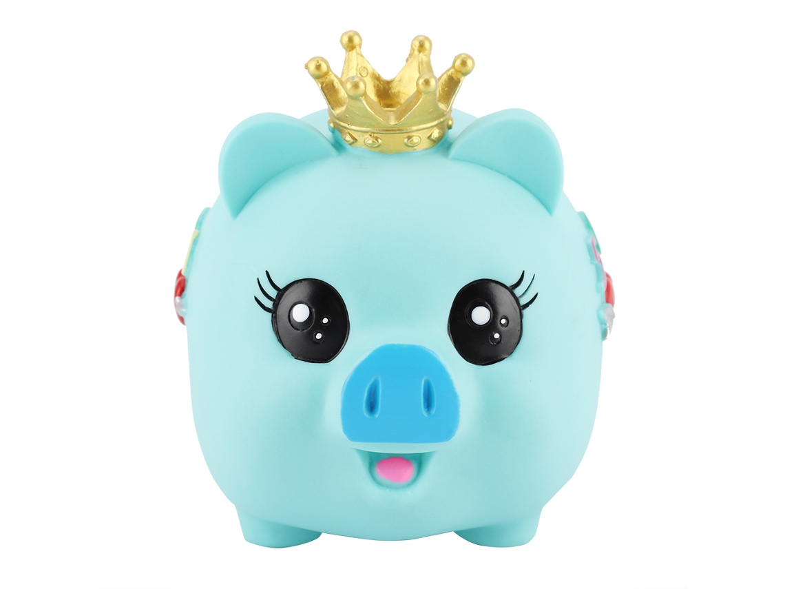 Caixa de Economia de Porco Cartoon Macio para Crianças Presente Educativo Azul