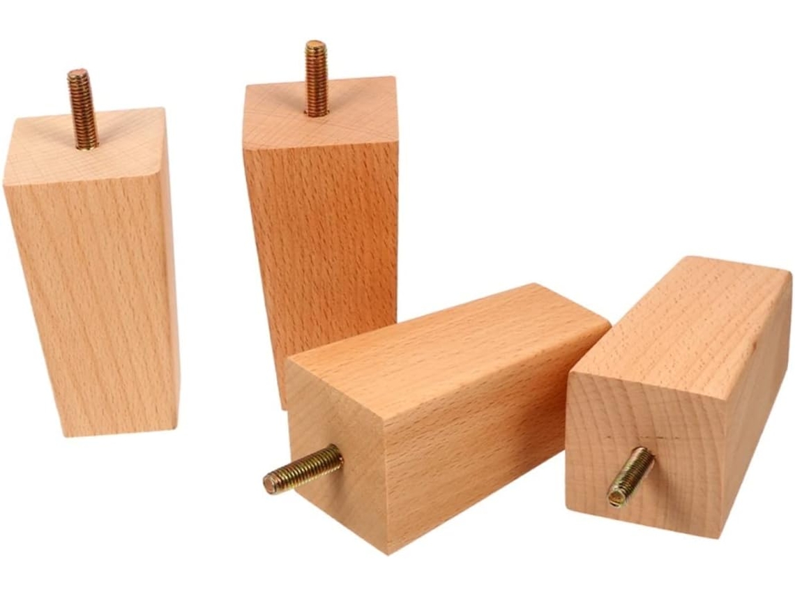 Uonlytech Conjunto De 4 Pés Madeira Maciça Para Móveis, Sofá E Mesa De Chá Pés Substituição Duráveis Com Superfície Lisa