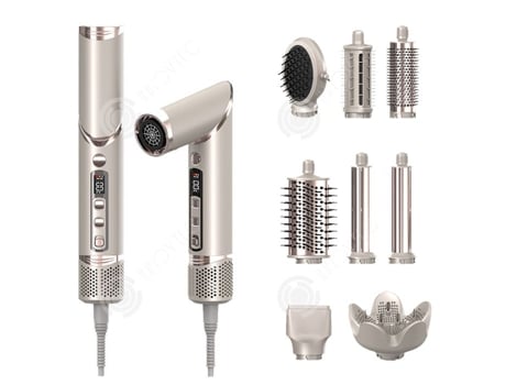 Conjunto De Escova Secadora Inn 1600w Multifuncional 8 Em 1 Dobrável Com Display Digital 3 Níveis Ajustáveis Escova Para Cabelos Secos Passionova