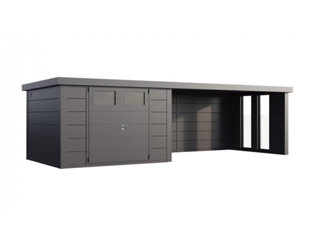 Abrigo De Jardim Metálico Nh9 Com Apoio Xl E Janelas À Direita | Antracite | (464 X 298) Novo Habitat (328 X 298)