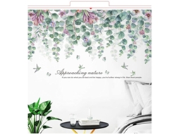 Adesivos de parede com folhas verdes para sala de estar, quarto, decoração de parede atrás do sofá, plantas tropicais.