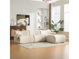 Sofá Modular Comprimido Em Chenille Com Espuma De Alta Densidade 30d, Design Moderno, Sem Montagem, Sala, Bege