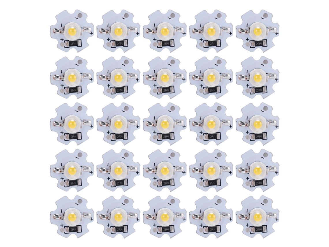 25pcs chips LED de alta potência 3W 5V 200lm 4000-4500K para luminárias DIY | S/MARCA
