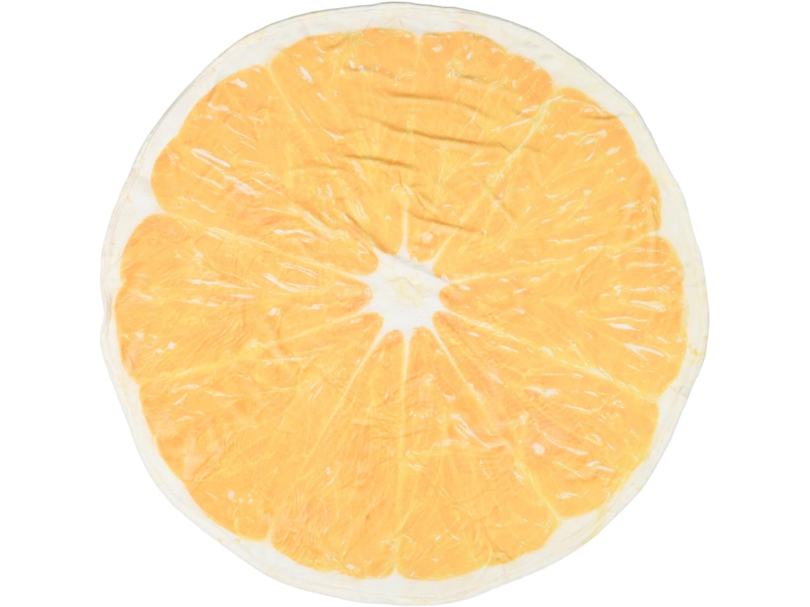 Manta Laranja Fofinha com Estampa de Comida. Macia Lã Coral. Redonda para Sofá, Ideal Casa CHABERLU