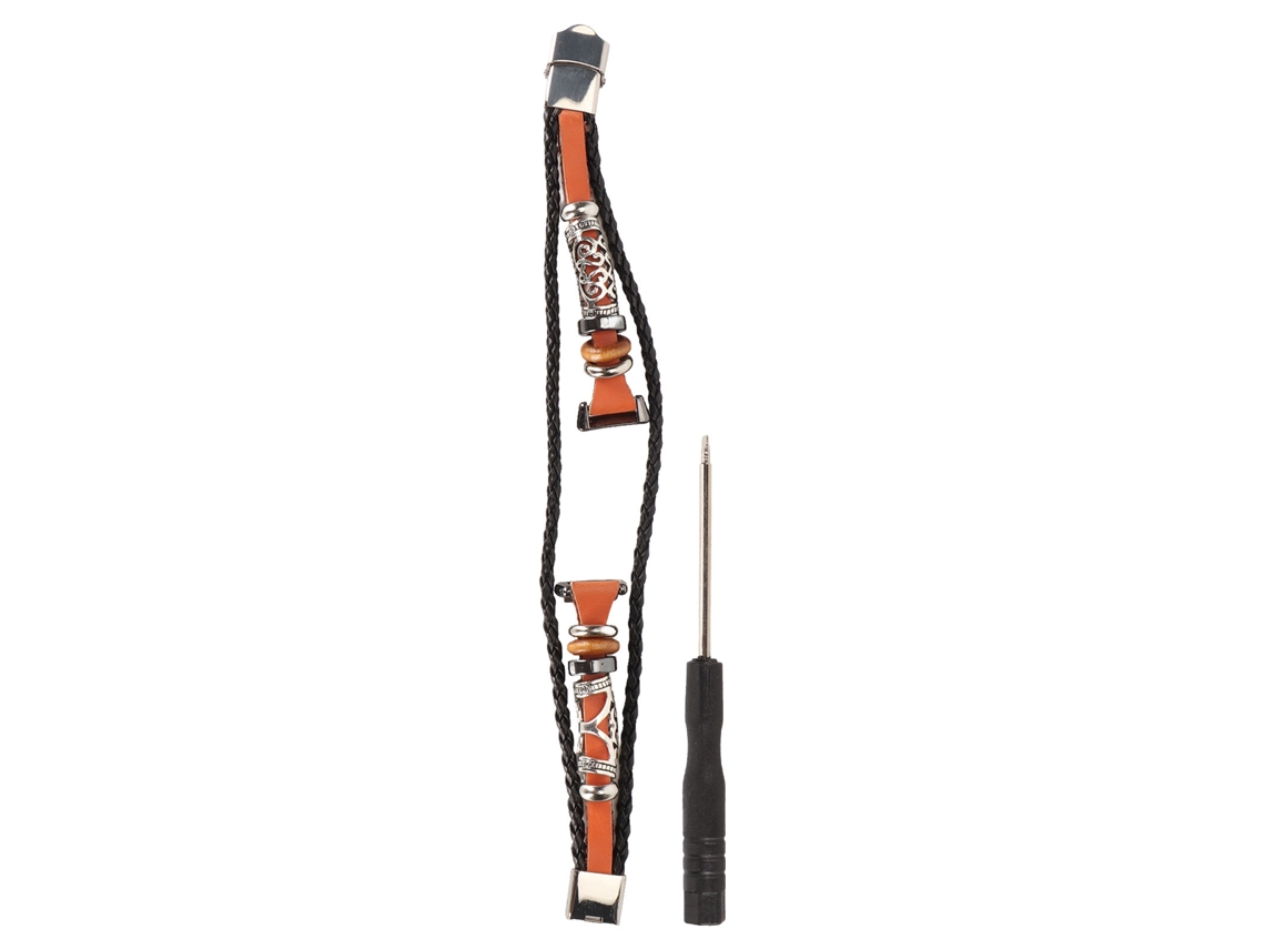 Pulseira Inteligente Boho com Contas Trançada de Couro Pu para Band 8 Nfc Marrom