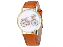 Reloj De Pareja De Cuarzo Con Correa De Cuero Pu Para Hombre Y Mujer Marrón