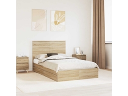 Vidaxl Cama Com Armazenamento Com Gaveta Carvalho Sonoma 135 X 190 Cm
