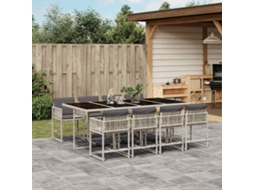 Vidaxl 9 Pcs Conjunto De Jantar P/ Jardim C/ Almofadões Cinzento Claro