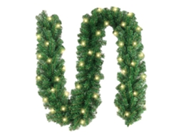 Guirlanda De Natal Pré Iluminada Com Luzes Led, Guirlanda Verde Artificial Com Luzes Quentes Operadas Por Bateria, Guirlanda De Pinho Iluminada De 9 P