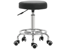 Banquinho de Salão. Ajustável em Altura. Couro Sintético. Até 110 Kg. Ø42x50 64h Cm. Preto Ge