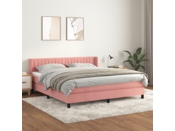 Vidaxl Cama Com Molas/colchão 160x200 Cm Veludo Rosa