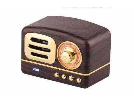 Coluna de Mesa de Placa Bluetooth Retrô Sem Fio Preto Marrom