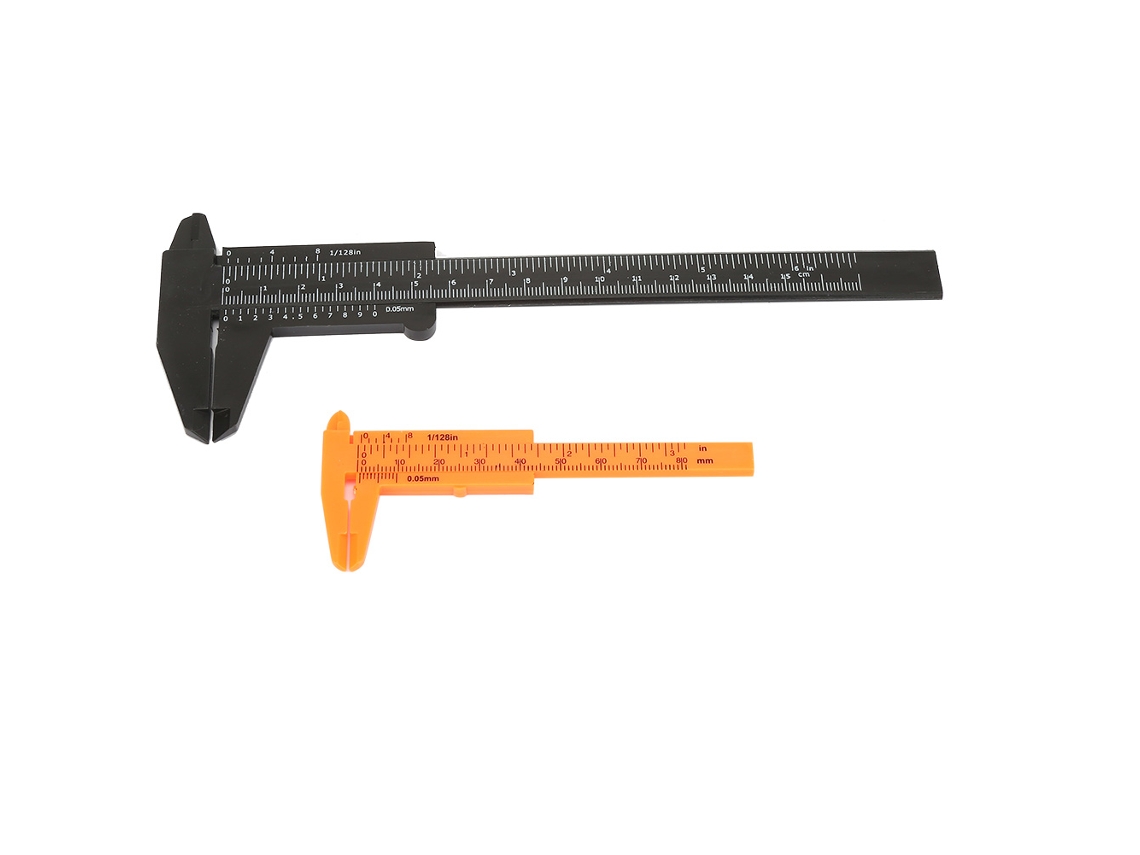 Paquímetro métrico de plástico com escala dupla de 80 mm/150 mm, ferramenta de medição vernier (preto)